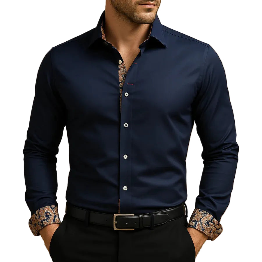 Isaiah | Men's Classic Contrast Trim Dress Shirt
