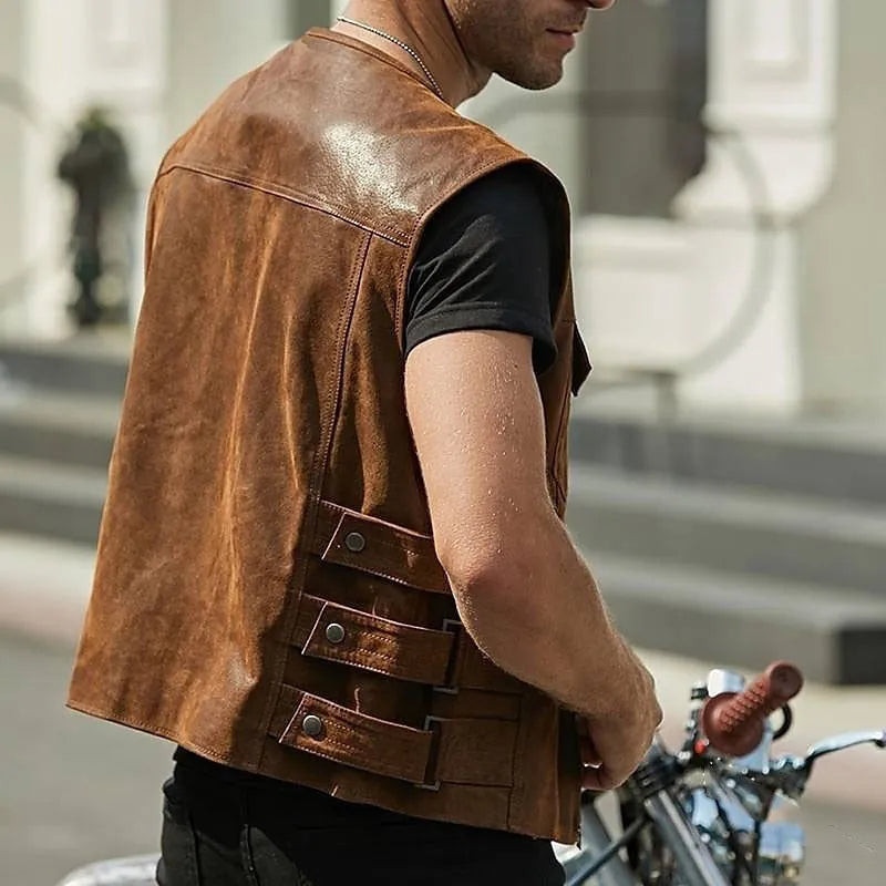 Fritz | Men's Biker Style Leather Vest