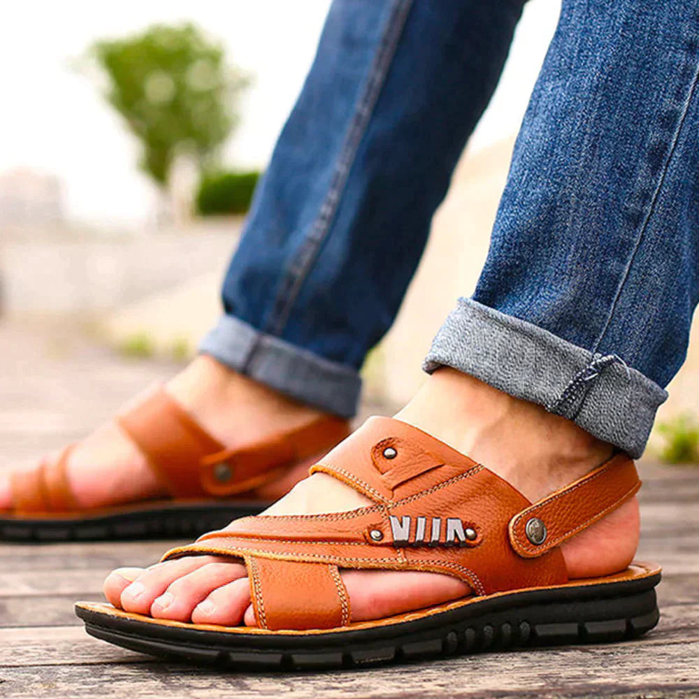 Zachary | Men's Orthopedic Open-Toe Leather Sandals