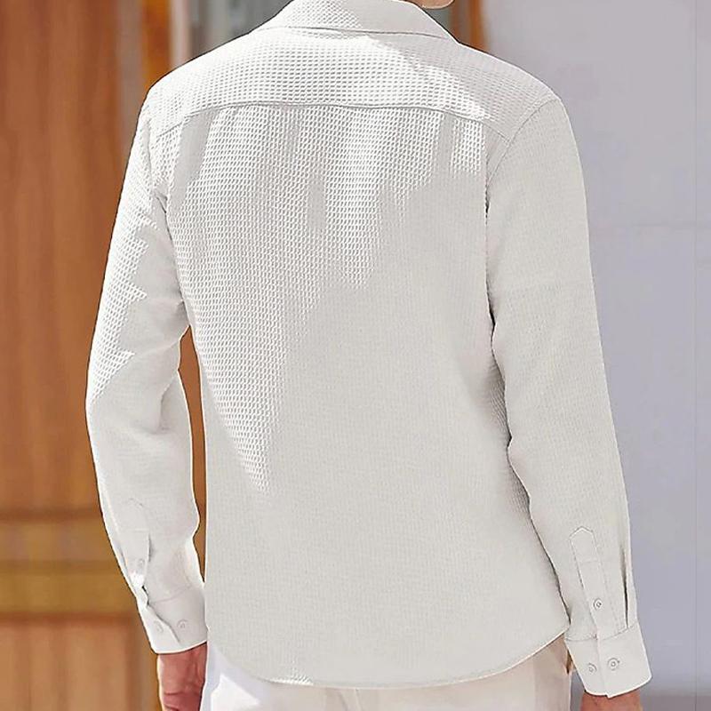 Travis | Men's Long Sleeve Waffle Knit Lapel Casual Shirt