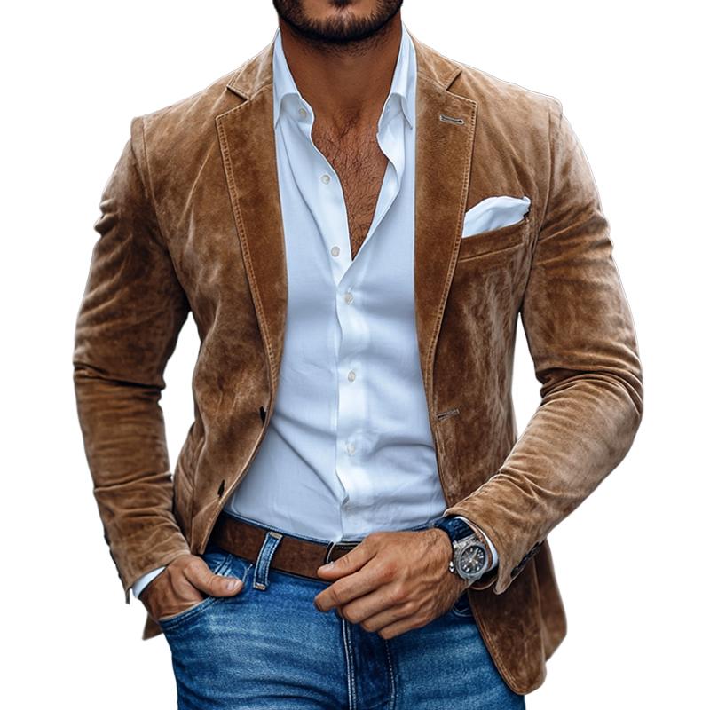 Noel | Men's Casual Notch Lapel Sued Blazer