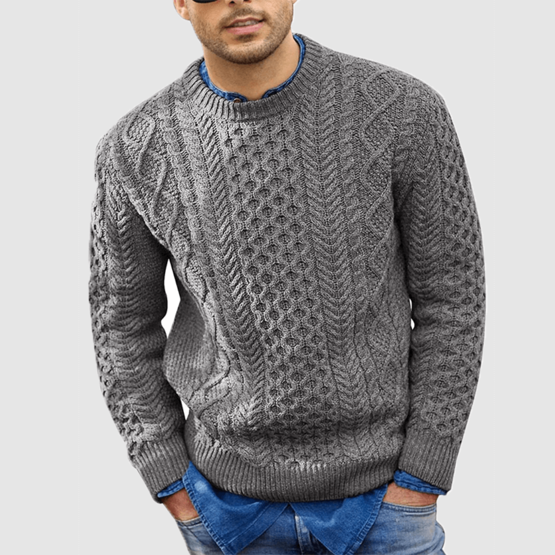 Jim | Men's Warm Crew Neck Cable Knit Sweater