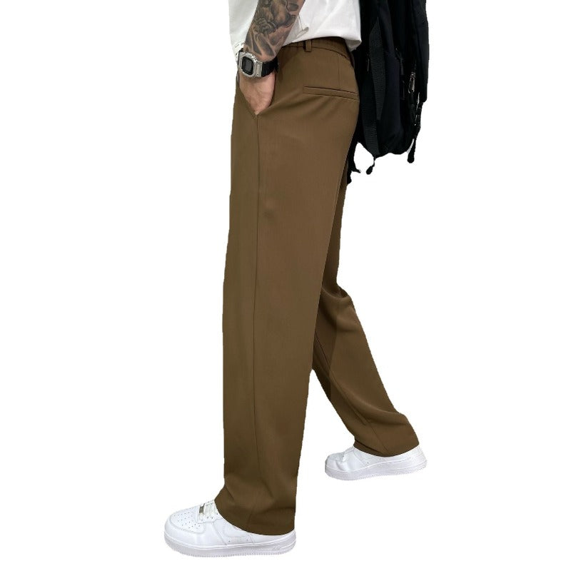 Paolo |  Men's Wide Leg Pleated Trousers with Side Pockets