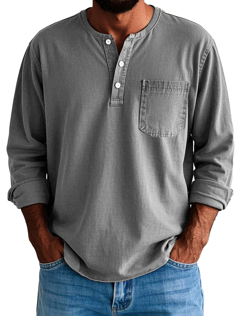 Gordon |  Men's Long Sleeve Henley Shirt with Pocket