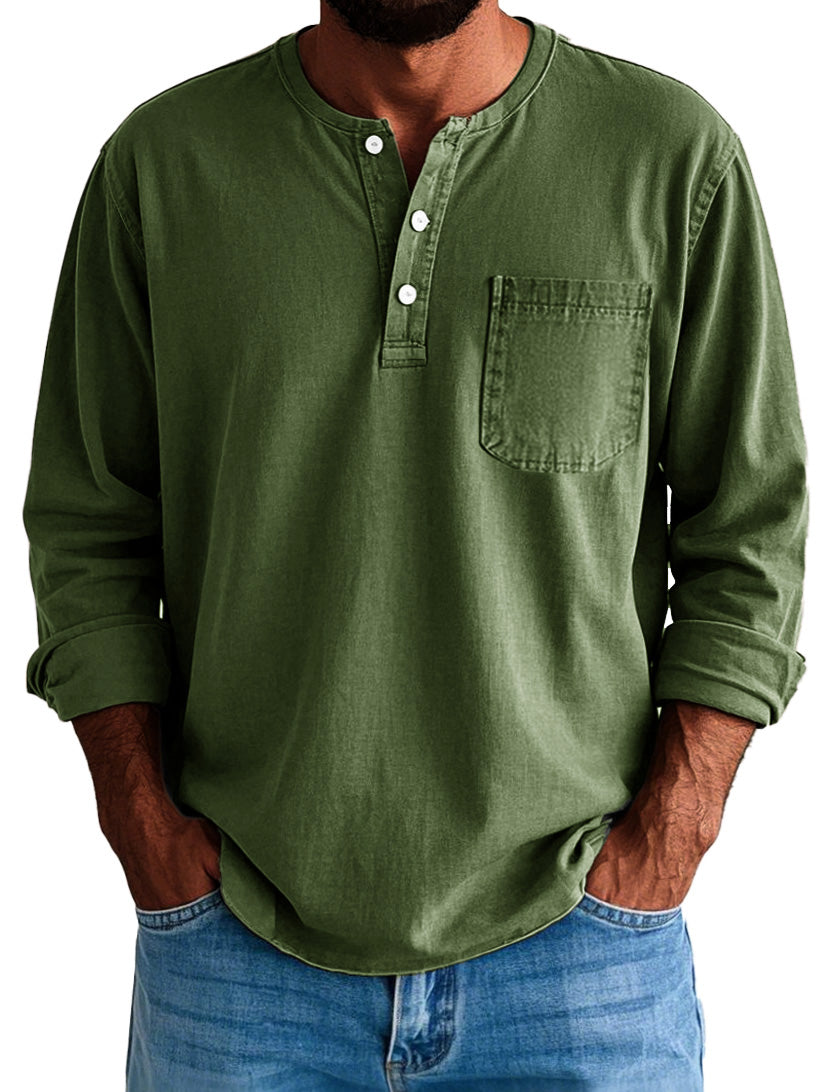 Gordon |  Men's Long Sleeve Henley Shirt with Pocket