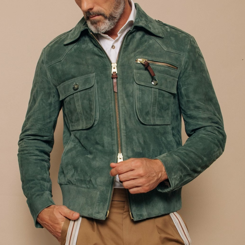 Timothy | Men's Retro Lapel Suede Zip-Up Jacket