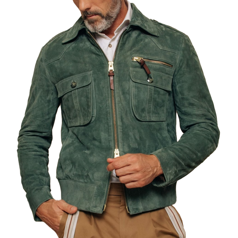 Timothy | Men's Retro Lapel Suede Zip-Up Jacket