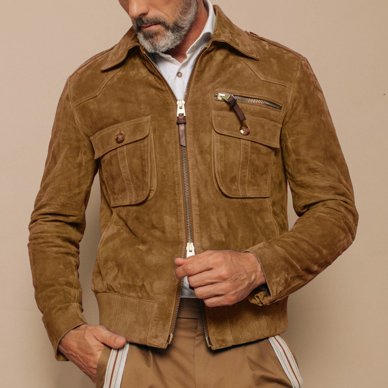 Timothy | Men's Retro Lapel Suede Zip-Up Jacket