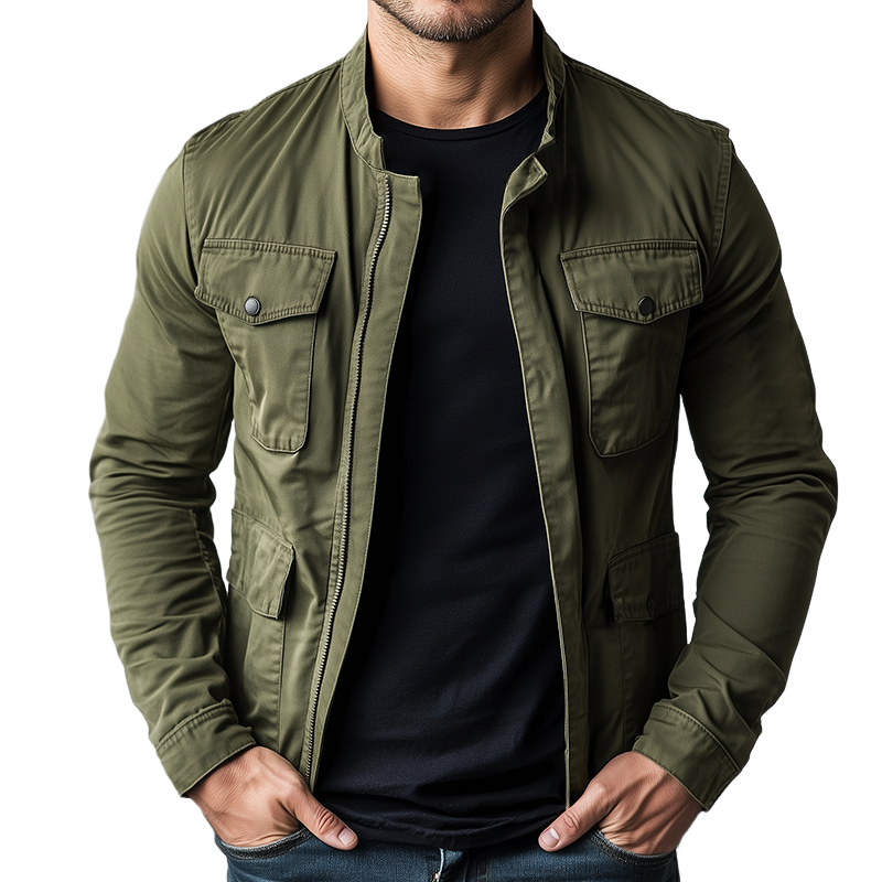 Patrick | Men's Stand Collar Zipper Jacket with Pockets