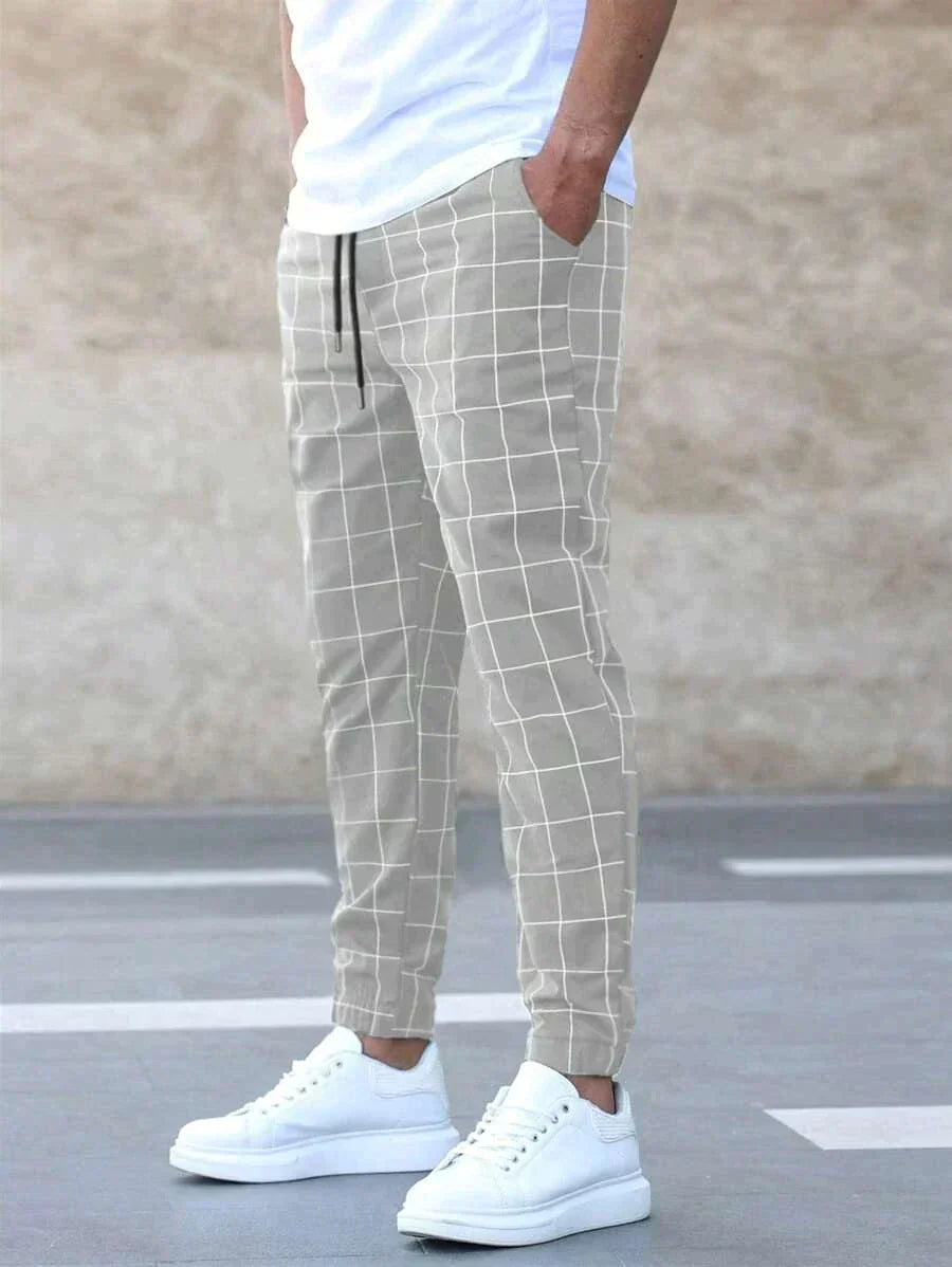 Leroy | Men's Checkered Drawstring Casual Pants