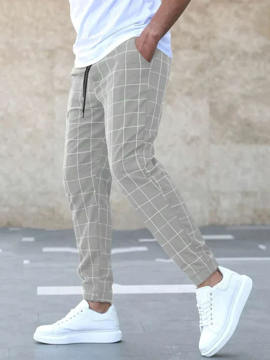 Leroy | Men's Checkered Drawstring Casual Pants