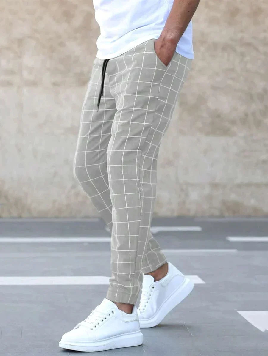 Leroy | Men's Checkered Drawstring Casual Pants