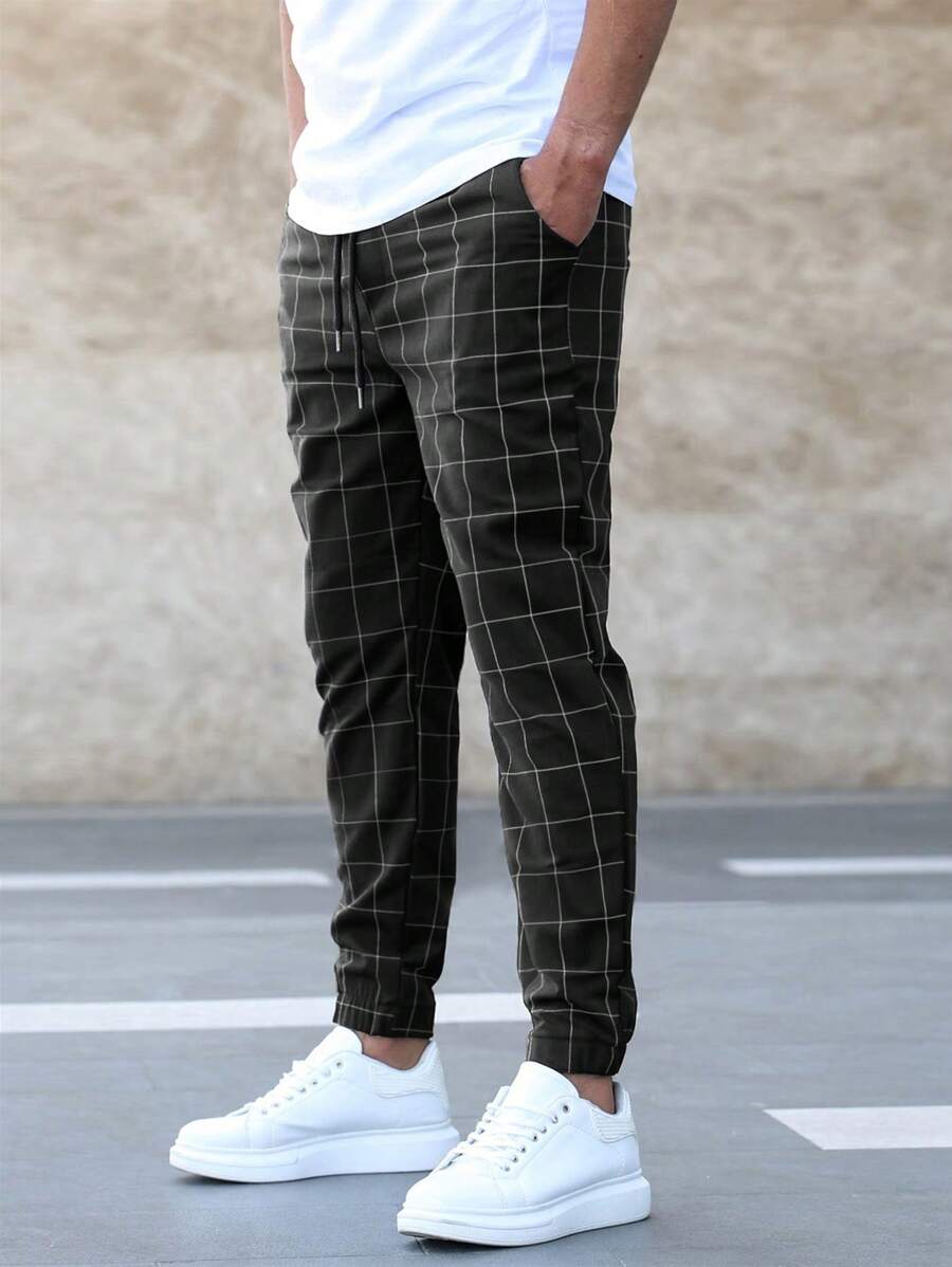 Leroy | Men's Checkered Drawstring Casual Pants