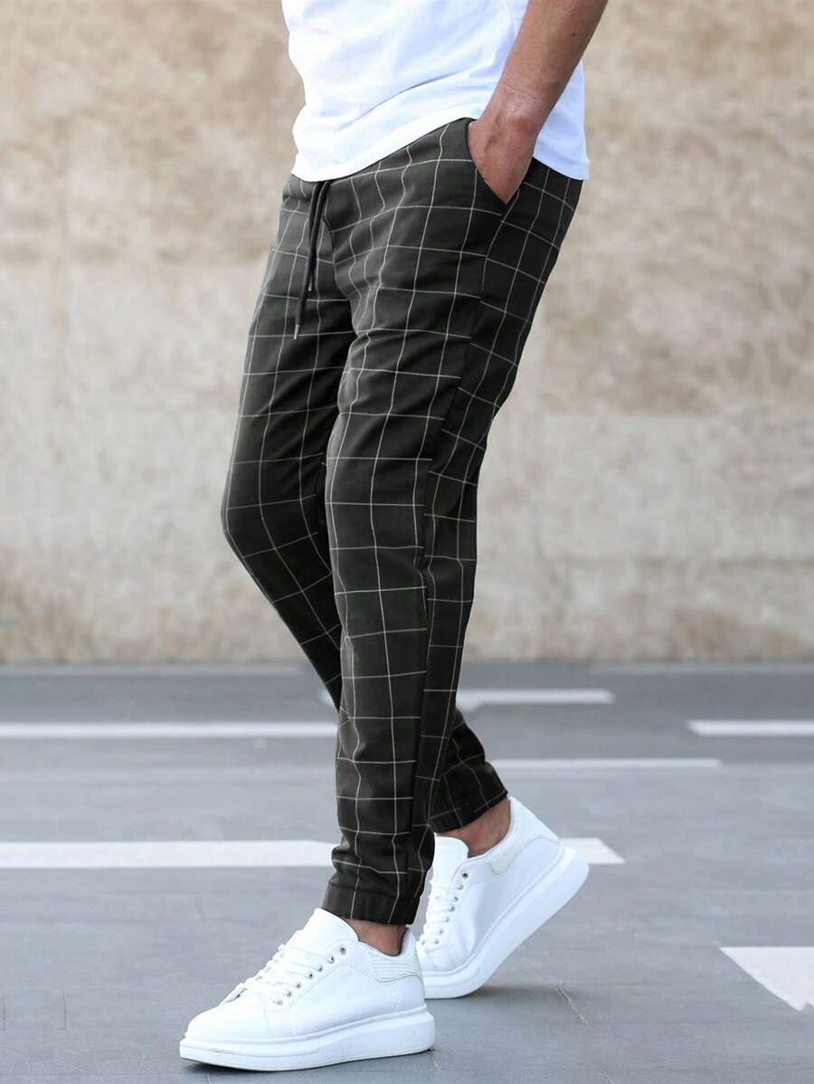 Leroy | Men's Checkered Drawstring Casual Pants