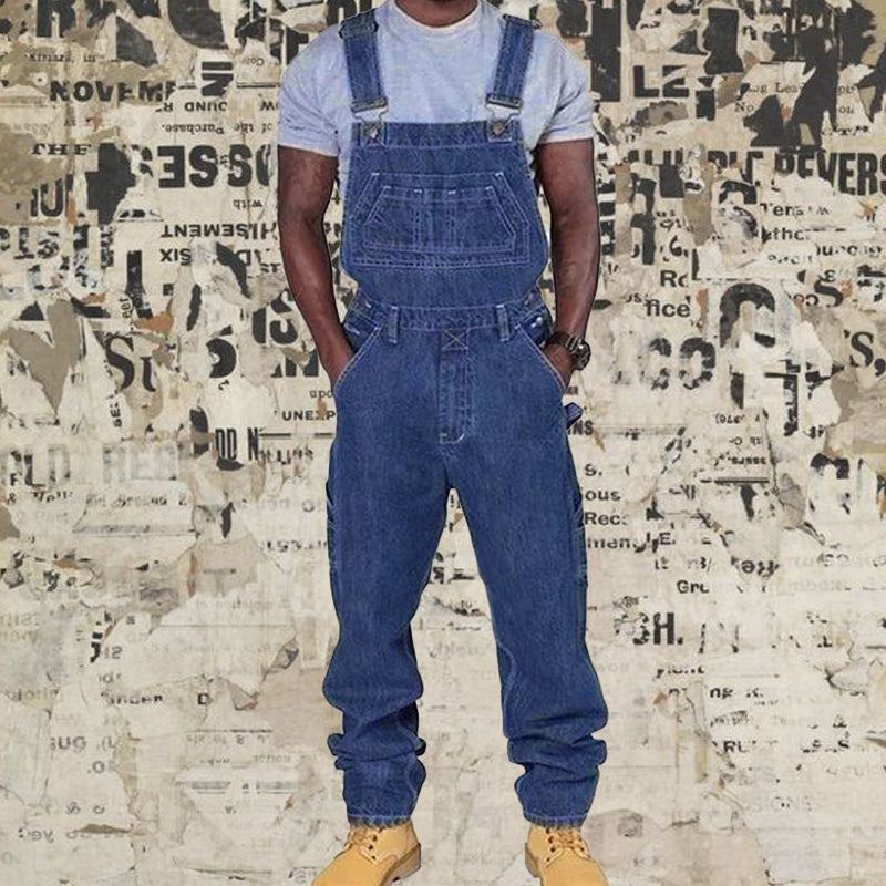 Jerry | Men's Loose Fit Denim Bib Overalls with Multi-Pockets