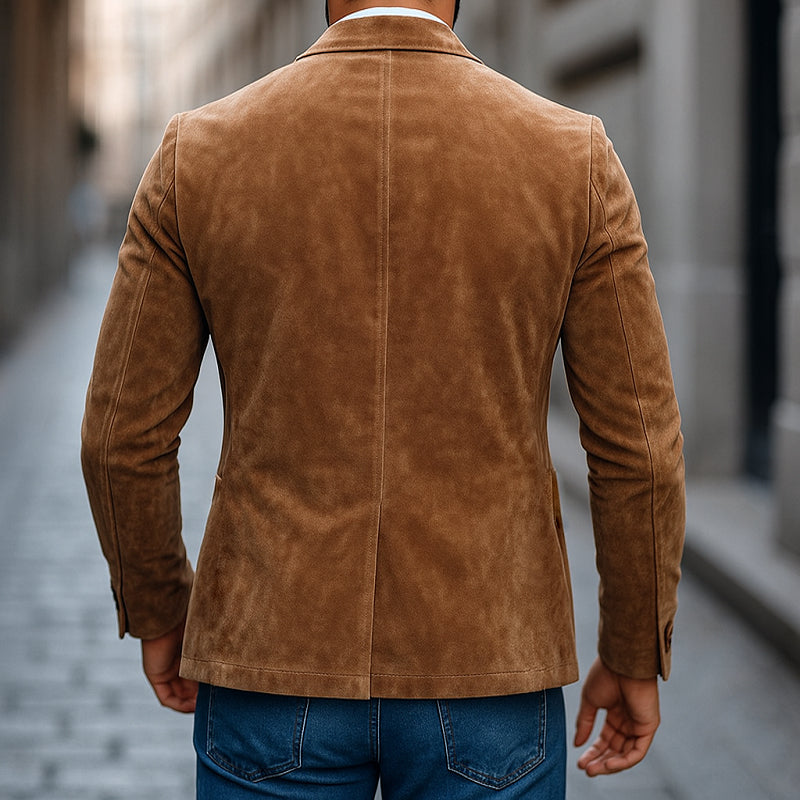 Noel | Men's Casual Notch Lapel Sued Blazer