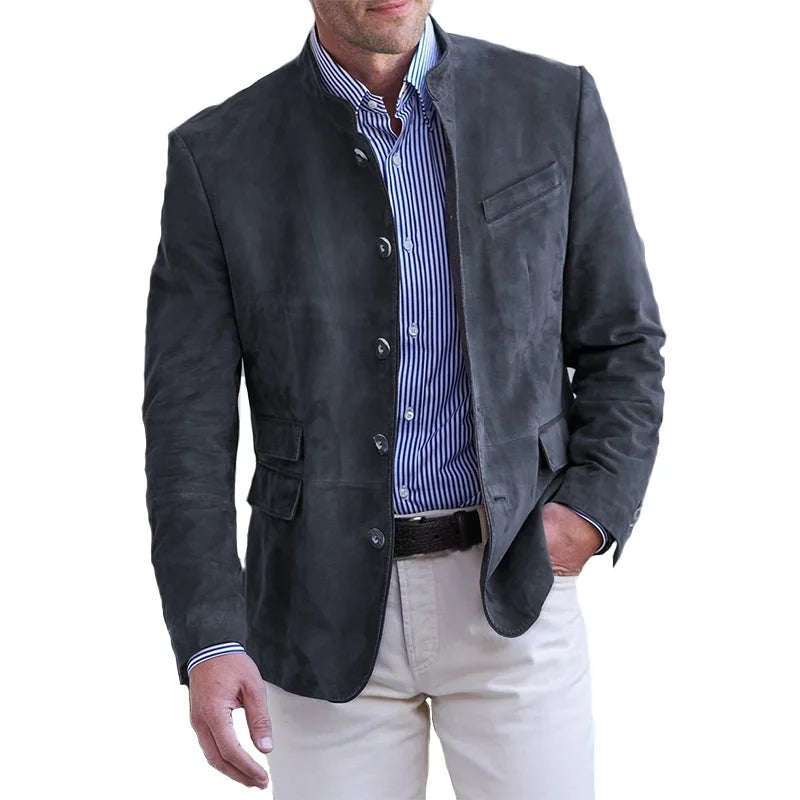 Maddox | Men's Stand Collar Suede Blazer Jacket