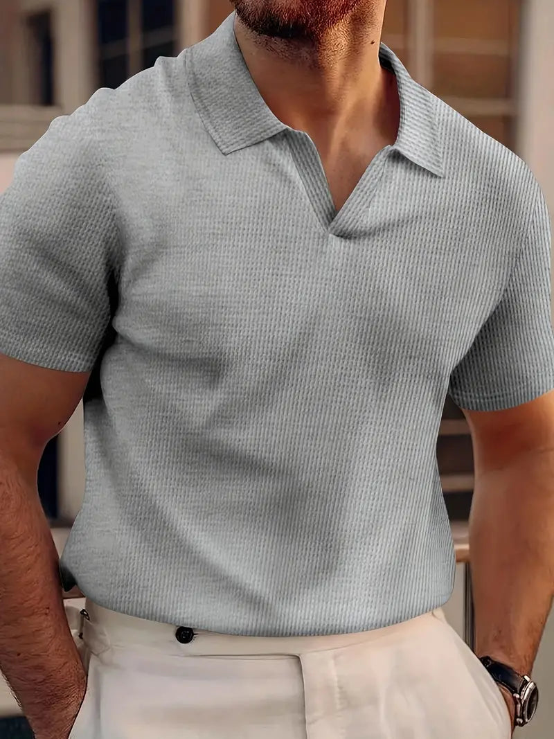 Teddy | Men's Ribbed Knit Slim Fit Short Sleeve Polo Shirt