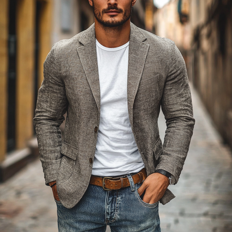 Dino | Men's Single-Breasted Cotton Linen Blazer