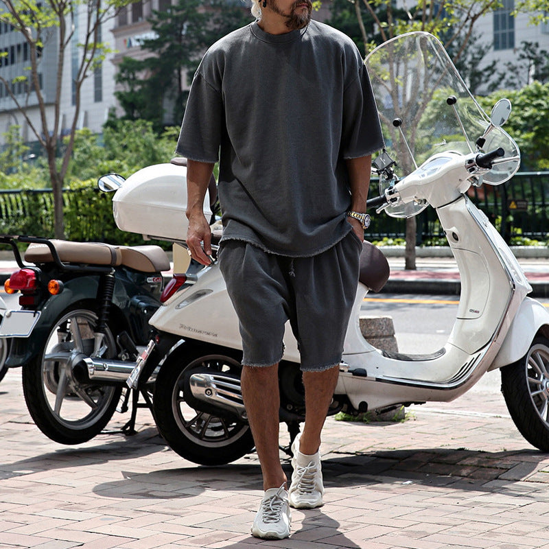 Kenji | Men's Loose Fit Cotton Tee & Shorts Set