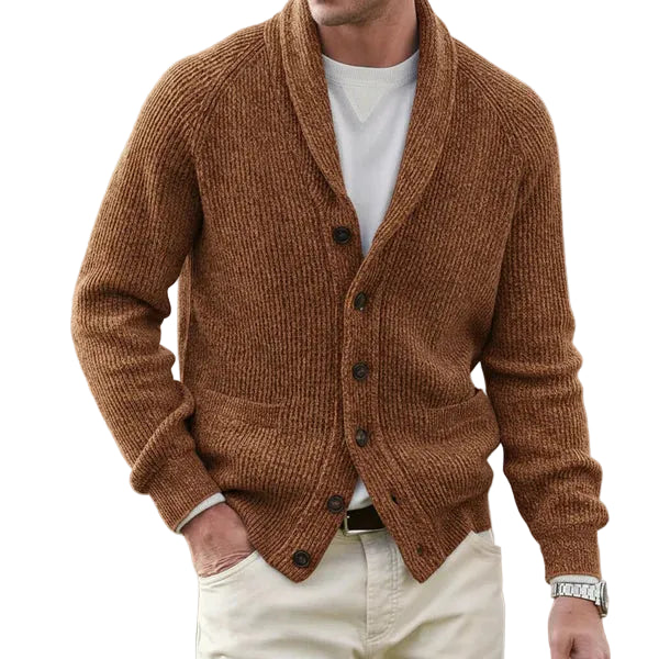 Forrest | Men's Shawl Collar Ribbed Cardigan with Pockets