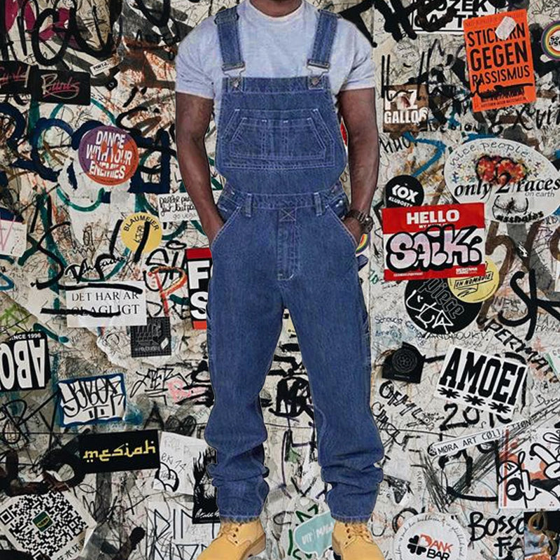 Jerry | Men's Loose Fit Denim Bib Overalls with Multi-Pockets