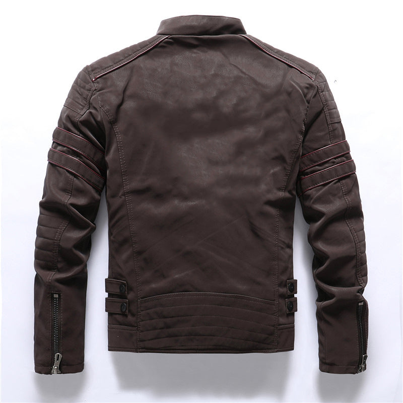 Griffin | Men's Snap Collar Racer Style Leather Jacket
