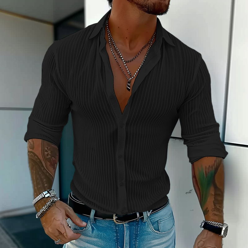 Cullen | Men's Striped Long Sleeve Linen Shirt
