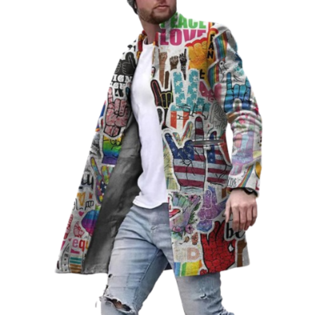 Jagger | Men's Graphic Print Statement Coat