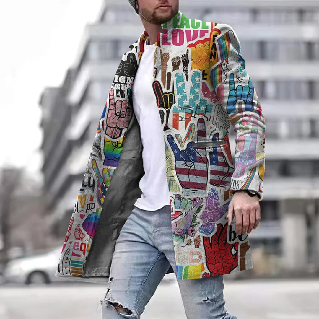 Jagger | Men's Graphic Print Statement Coat
