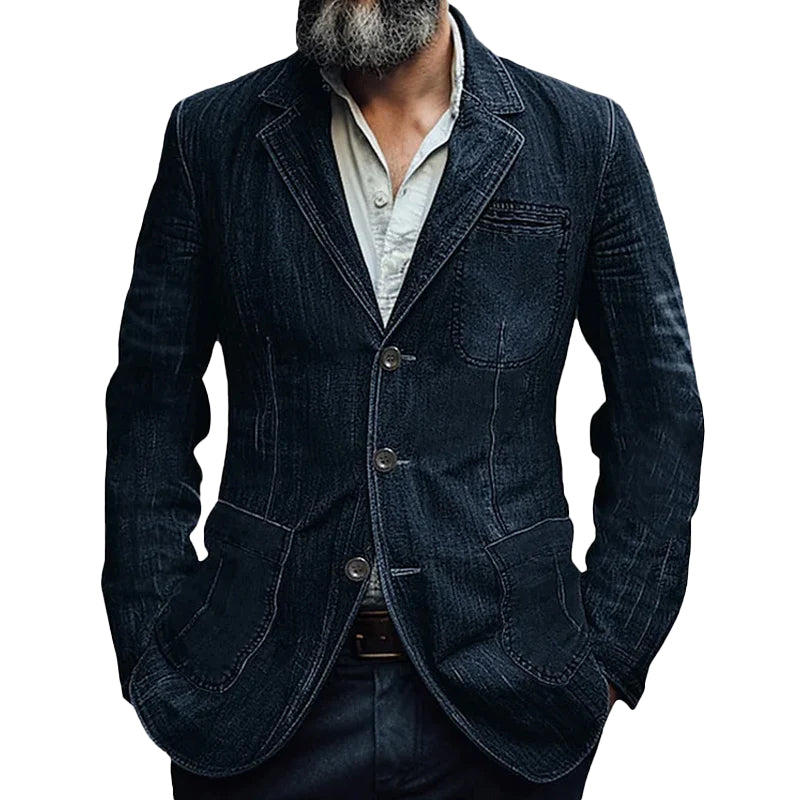 Gray | Men's Tailored Denim Blazer with Pockets