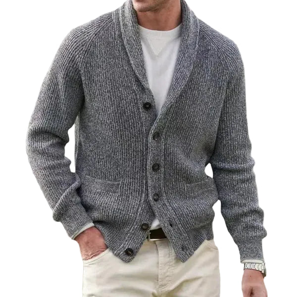 Forrest | Men's Shawl Collar Ribbed Cardigan with Pockets