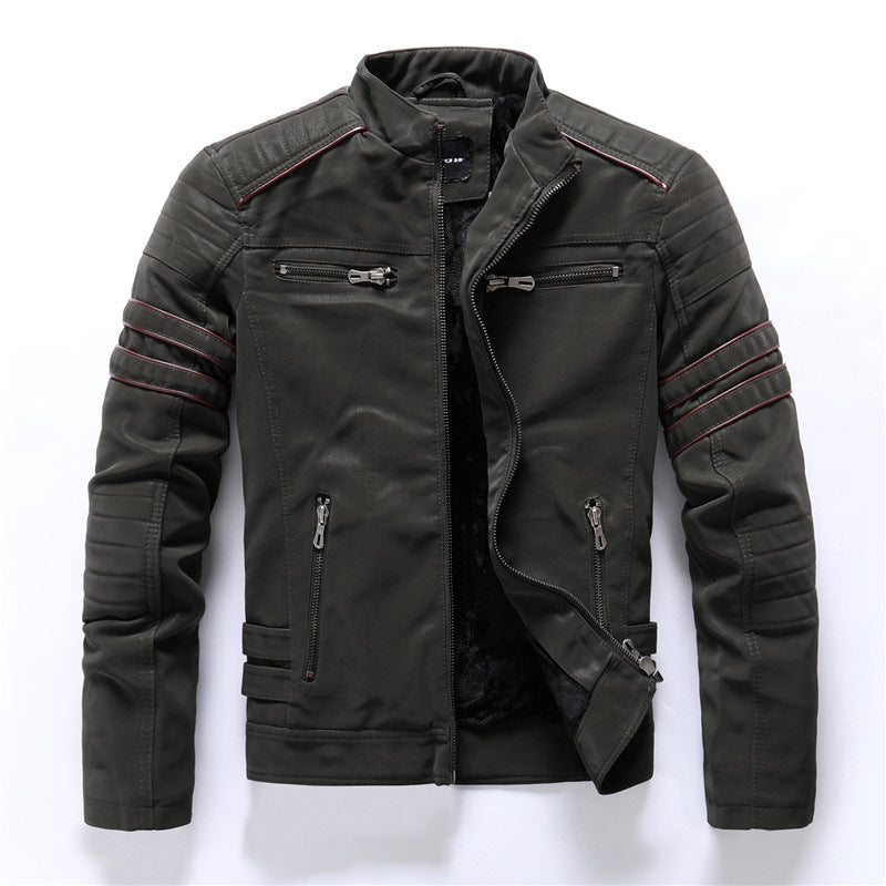 Griffin | Men's Snap Collar Racer Style Leather Jacket