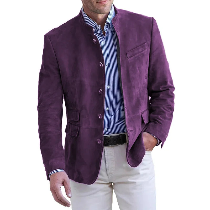 Maddox | Men's Stand Collar Suede Blazer Jacket