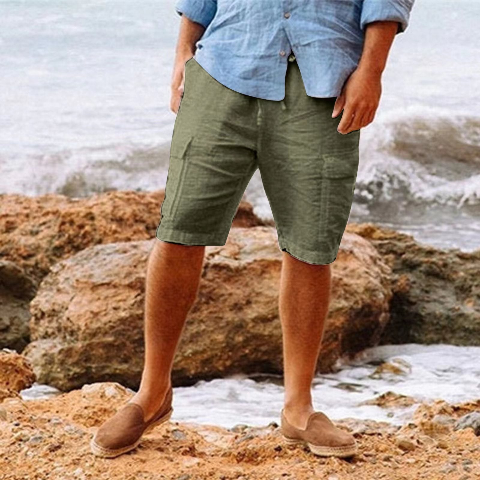 Stellan | Men's Linen Cargo Shorts