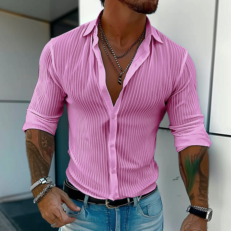 Cullen | Men's Striped Long Sleeve Linen Shirt