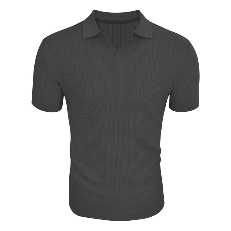 Clark |  Men's Striped Lapel Short Sleeve Slim Fit Polo Shirt