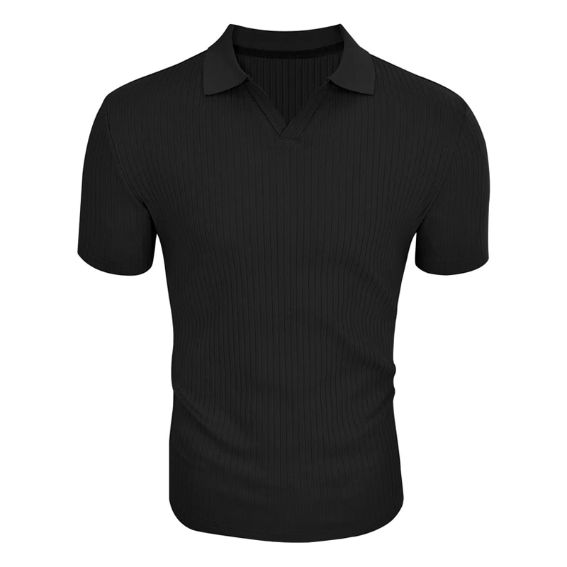 Clark |  Men's Striped Lapel Short Sleeve Slim Fit Polo Shirt