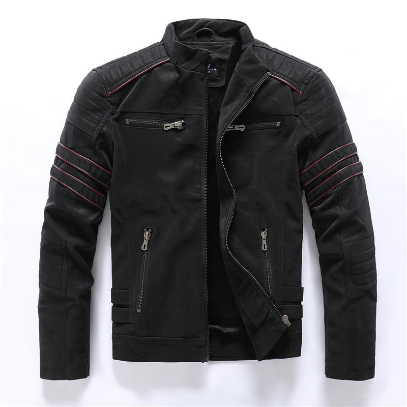 Griffin | Men's Snap Collar Racer Style Leather Jacket