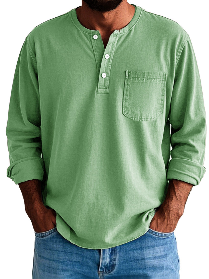 Gordon |  Men's Long Sleeve Henley Shirt with Pocket