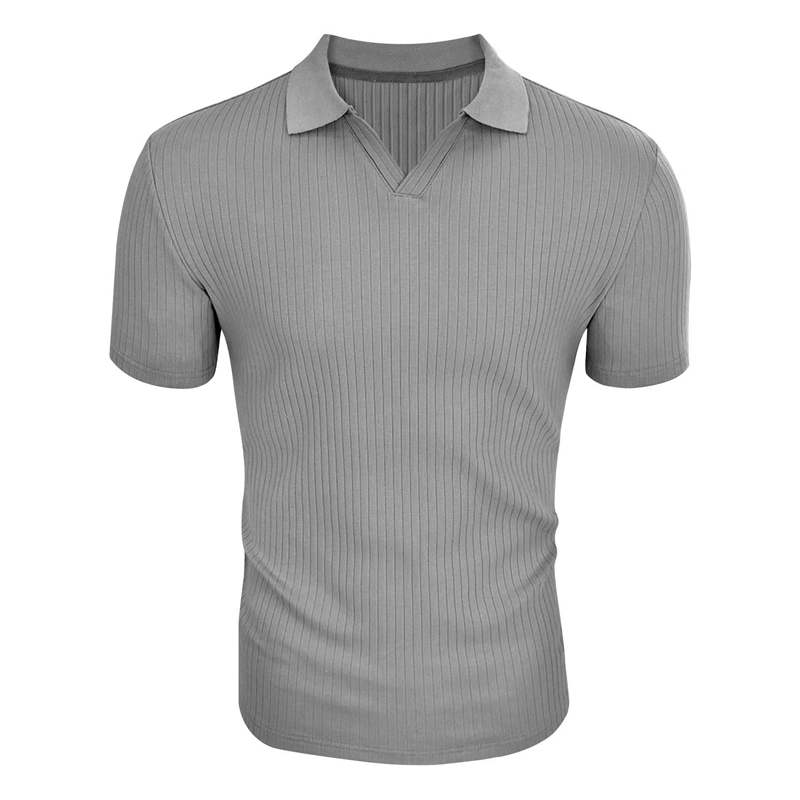 Clark |  Men's Striped Lapel Short Sleeve Slim Fit Polo Shirt