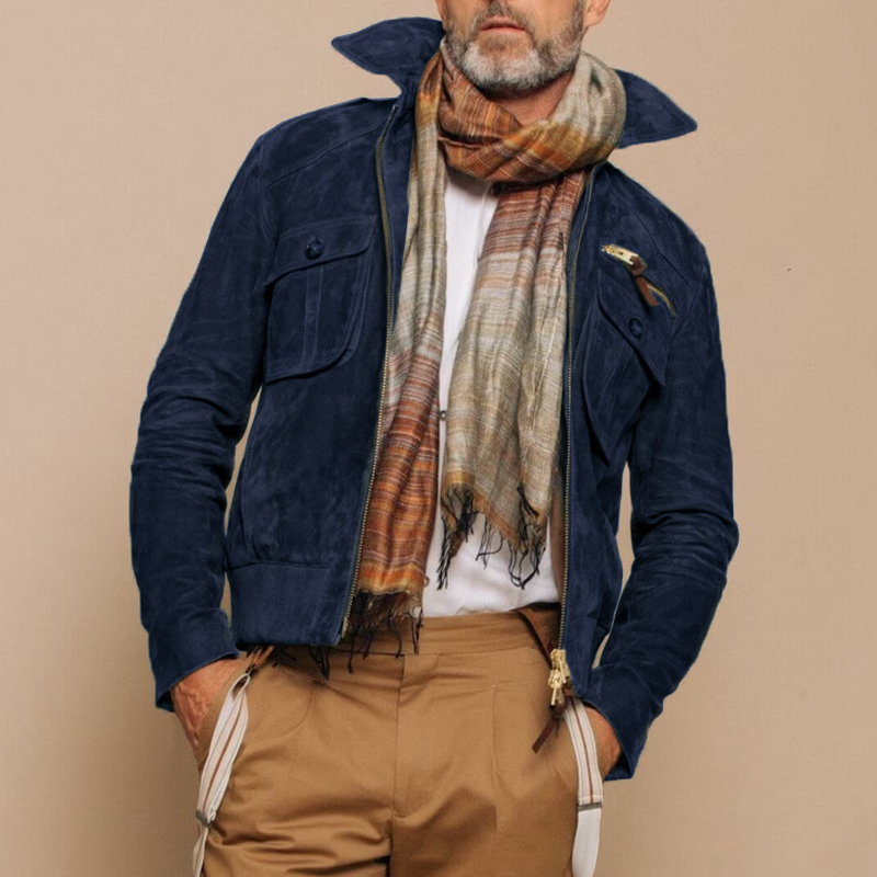 Timothy | Men's Retro Lapel Suede Zip-Up Jacket