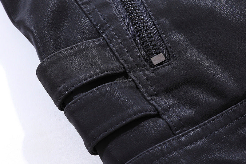 Griffin | Men's Snap Collar Racer Style Leather Jacket