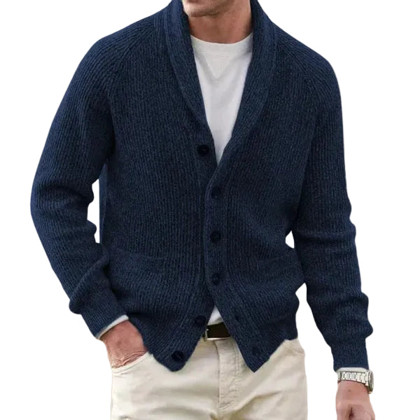 Forrest | Men's Shawl Collar Ribbed Cardigan with Pockets