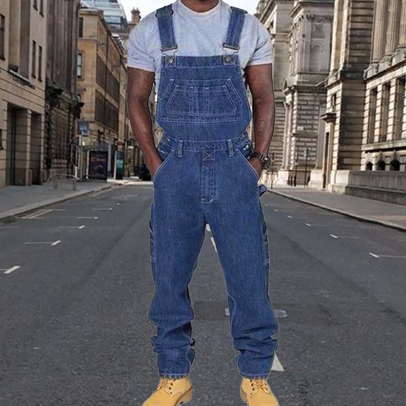 Jerry | Men's Loose Fit Denim Bib Overalls with Multi-Pockets