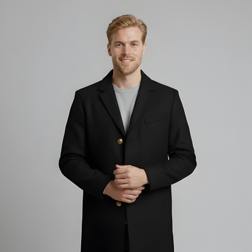 Damian | Men's Long Single-Breasted Overcoat