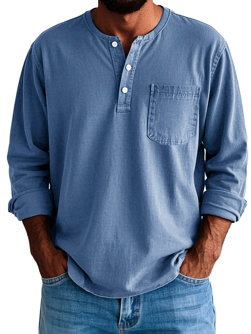 Gordon |  Men's Long Sleeve Henley Shirt with Pocket