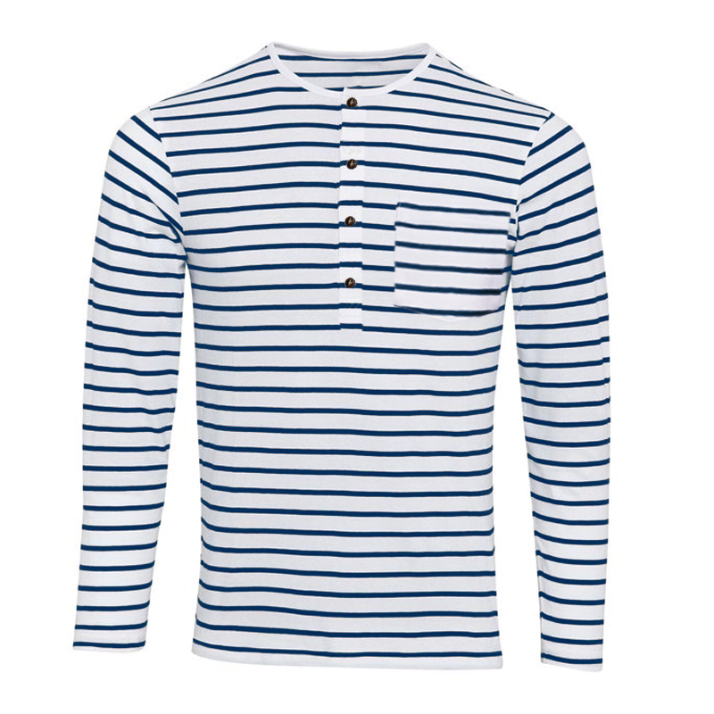 Joey | Men's Long Sleeve Striped Henley T-Shirt