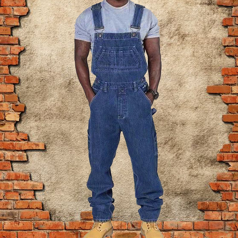 Jerry | Men's Loose Fit Denim Bib Overalls with Multi-Pockets