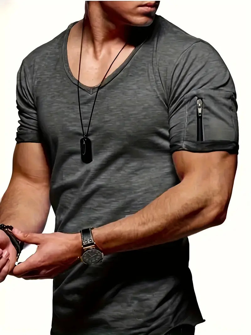 Blair | Men's V-Neck Tee with Zipper Pocket